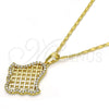 Oro Laminado Pendant Necklace, Gold Filled Style with White Crystal, Polished, Golden Finish, 04.26.0017.18 (02 MM Thickness, 18 Inches Length)