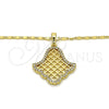 Oro Laminado Pendant Necklace, Gold Filled Style with White Crystal, Polished, Golden Finish, 04.26.0017.18 (02 MM Thickness, 18 Inches Length)
