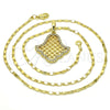 Oro Laminado Pendant Necklace, Gold Filled Style with White Crystal, Polished, Golden Finish, 04.26.0017.18 (02 MM Thickness, 18 Inches Length)