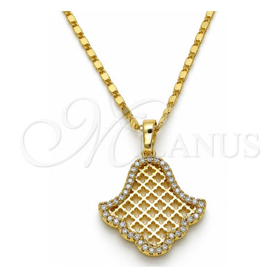 Oro Laminado Pendant Necklace, Gold Filled Style with White Crystal, Polished, Golden Finish, 04.26.0017.18 (02 MM Thickness, 18 Inches Length)