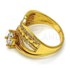 Oro Laminado Multi Stone Ring, Gold Filled Style Heart Design, with White Cubic Zirconia, Polished, Golden Finish, 01.118.0073.08 (Size 8)