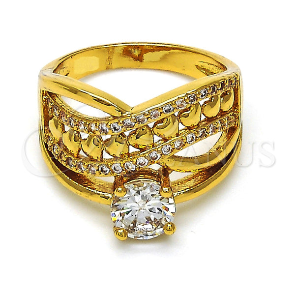 Gold Filled Ring — Multi Stone Ring Heart Design with White Cubic — main product view — SKU 116414 | Oro Laminado anillo — Multi Stone Ring corazón diseño with blanco Cubic — SKU 116414
