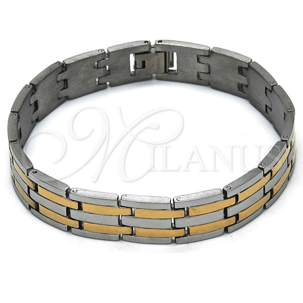 Stainless Steel Solid Bracelet, Polished, Two Tone, 03.114.0218.6.08