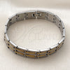 Stainless Steel Solid Bracelet, Polished, Two Tone, 03.114.0218.6.08 (14 MM Thickness, 8 Inches Length)