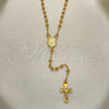 Oro Laminado Thin Rosary, Gold Filled Style Divino NiÃ±o and Crucifix Design, Polished, Golden Finish, 09.32.0004.1.18