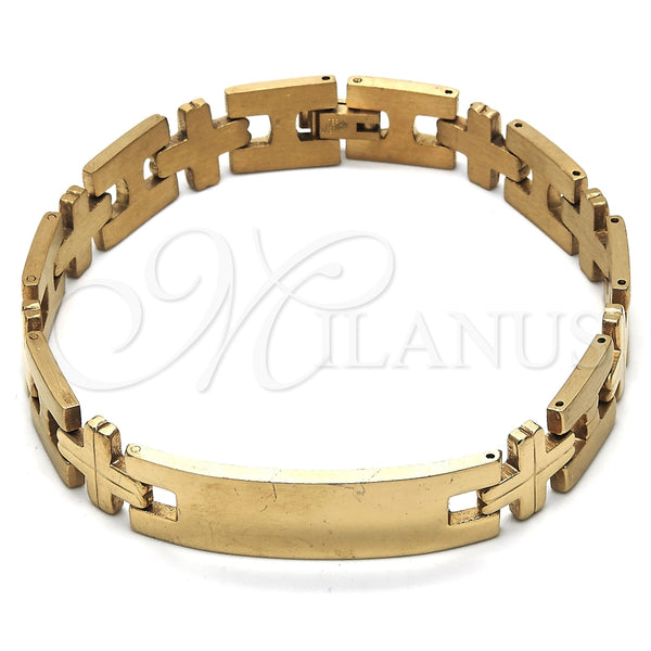Stainless Steel ID Bracelet, Polished, Golden Finish, 03.114.0229.2.09