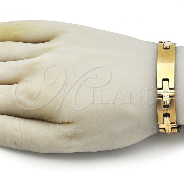 Stainless Steel Bracelet — Solid Bracelet Cross Design Polished 03. 12 MM — alternate product view — SKU 116522 | Acero Inoxidable brazalete — Solid Bracelet cruz diseño pulido 03. 12 MM — SKU 116522