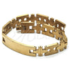 Stainless Steel Solid Bracelet, Cross Design, Polished, Golden Finish, 03.114.0229.2.09 (12 MM Thickness, 9 Inches Length)
