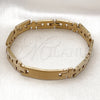 Stainless Steel Solid Bracelet, Cross Design, Polished, Golden Finish, 03.114.0229.2.09 (12 MM Thickness, 9 Inches Length)