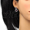 Rhodium Gold Filled Dangle Earring, Heart Design, with Amethyst Swarovski Crystals and White Cubic Zirconia, Polished, Rhodium Finish, 02.26.0169.1