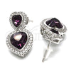 Rhodium Gold Filled Dangle Earring, Heart Design, with Amethyst Swarovski Crystals and White Cubic Zirconia, Polished, Rhodium Finish, 02.26.0169.1