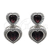 Rhodium Gold Filled Dangle Earring, Heart Design, with Amethyst Swarovski Crystals and White Cubic Zirconia, Polished, Rhodium Finish, 02.26.0169.1