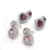 Rhodium Gold Filled Dangle Earring, Heart Design, with Amethyst Swarovski Crystals and White Cubic Zirconia, Polished, Rhodium Finish, 02.26.0169.1