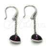 Rhodium Gold Filled Long Earring, with Amethyst Swarovski Crystals, Polished, Rhodium Finish, 02.26.0170
