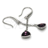 Rhodium Gold Filled Long Earring, with Amethyst Swarovski Crystals, Polished, Rhodium Finish, 02.26.0170