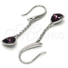 Rhodium Gold Filled Long Earring, with Amethyst Swarovski Crystals, Polished, Rhodium Finish, 02.26.0170