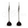 White Gold Filled Long Earring, with Amethyst Swarovski Crystals, Polished, Rhodium Finish, 02.26.0170