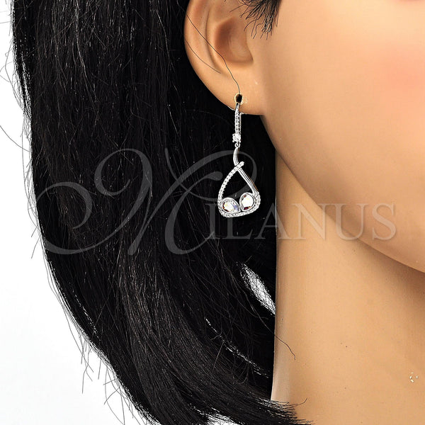 White Gold Filled Ring — Dangle Earring Teardrop Design with Aurore Boreale Swarovski — alternate product view — SKU 116548 | Oro Laminado Blanco anillo — Dangle Earring Teardrop diseño with Aurore Boreale Swarovski — SKU 116548
