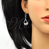 Rhodium Gold Filled Dangle Earring, Teardrop Design, with Aurore Boreale Swarovski Crystals and White Cubic Zirconia, Polished, Rhodium Finish, 02.26.0171