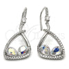 Rhodium Gold Filled Dangle Earring, Teardrop Design, with Aurore Boreale Swarovski Crystals and White Cubic Zirconia, Polished, Rhodium Finish, 02.26.0171