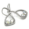 Rhodium Gold Filled Dangle Earring, Teardrop Design, with Aurore Boreale Swarovski Crystals and White Cubic Zirconia, Polished, Rhodium Finish, 02.26.0171