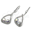 Rhodium Gold Filled Dangle Earring, Teardrop Design, with Aurore Boreale Swarovski Crystals and White Cubic Zirconia, Polished, Rhodium Finish, 02.26.0171