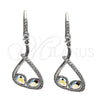 Rhodium Gold Filled Dangle Earring, Teardrop Design, with Aurore Boreale Swarovski Crystals and White Cubic Zirconia, Polished, Rhodium Finish, 02.26.0171