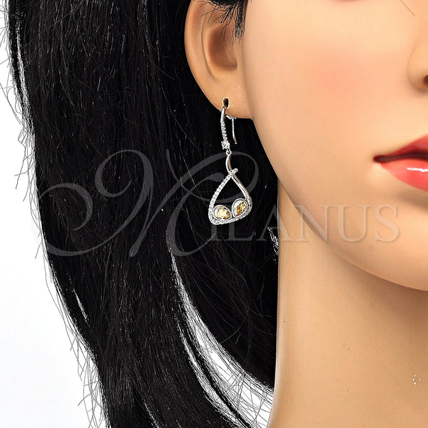 White Gold Filled Ring — Dangle Earring Teardrop Design with Shadow Swarovski Crystals — alternate product view — SKU 116550 | Oro Laminado Blanco anillo — Dangle Earring Teardrop diseño with Shadow Swarovski Crystals — SKU 116550