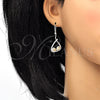 Rhodium Gold Filled Dangle Earring, Teardrop Design, with Golden Shadow Swarovski Crystals and White Cubic Zirconia, Polished, Rhodium Finish, 02.26.0171.2