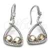 Rhodium Gold Filled Dangle Earring, Teardrop Design, with Golden Shadow Swarovski Crystals and White Cubic Zirconia, Polished, Rhodium Finish, 02.26.0171.2