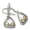 Rhodium Gold Filled Dangle Earring, Teardrop Design, with Golden Shadow Swarovski Crystals and White Cubic Zirconia, Polished, Rhodium Finish, 02.26.0171.2