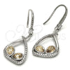 Rhodium Gold Filled Dangle Earring, Teardrop Design, with Golden Shadow Swarovski Crystals and White Cubic Zirconia, Polished, Rhodium Finish, 02.26.0171.2