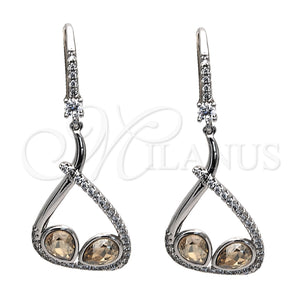 White Gold Filled Ring — Dangle Earring Teardrop Design with Shadow Swarovski Crystals — main product view — SKU 116550 | Oro Laminado Blanco anillo — Dangle Earring Teardrop diseño with Shadow Swarovski Crystals — SKU 116550