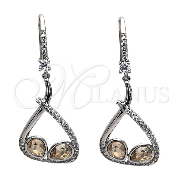 White Gold Filled Ring — Dangle Earring Teardrop Design with Shadow Swarovski Crystals — main product view — SKU 116550 | Oro Laminado Blanco anillo — Dangle Earring Teardrop diseño with Shadow Swarovski Crystals — SKU 116550