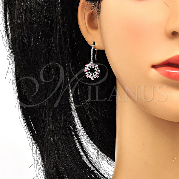 White Gold Filled Ring — Dangle Earring with Light Rose Swarovski Crystals and — alternate product view — SKU 116554 | Oro Laminado Blanco anillo — Dangle Earring with Light Rose Swarovski Crystals and — SKU 116554