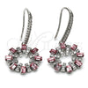 Rhodium Gold Filled Dangle Earring, with Light Rose Swarovski Crystals and White Crystal, Polished, Rhodium Finish, 02.26.0174