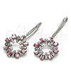 Rhodium Gold Filled Dangle Earring, with Light Rose Swarovski Crystals and White Crystal, Polished, Rhodium Finish, 02.26.0174