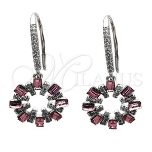 White Gold Filled Ring — Dangle Earring with Light Rose Swarovski Crystals and — main product view — SKU 116554 | Oro Laminado Blanco anillo — Dangle Earring with Light Rose Swarovski Crystals and — SKU 116554