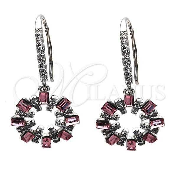 White Gold Filled Ring — Dangle Earring with Light Rose Swarovski Crystals and — main product view — SKU 116554 | Oro Laminado Blanco anillo — Dangle Earring with Light Rose Swarovski Crystals and — SKU 116554
