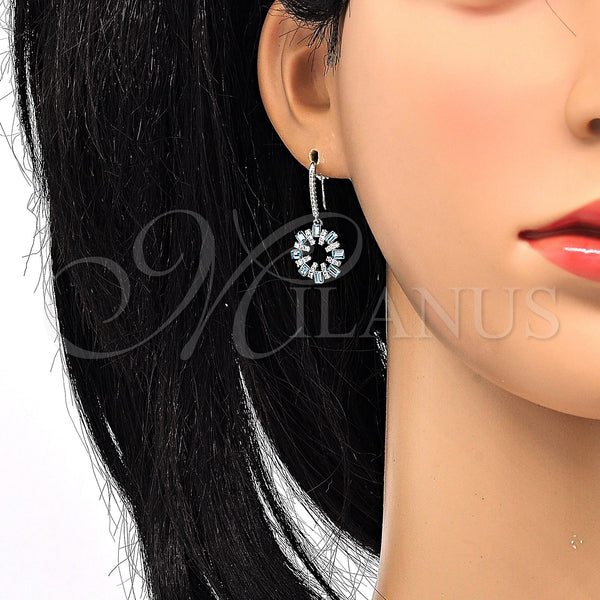 White Gold Filled Ring — Dangle Earring with Aquamarine Swarovski Crystals and White — alternate product view — SKU 116555 | Oro Laminado Blanco anillo — Dangle Earring with Aquamarine Swarovski Crystals and blanco — SKU 116555