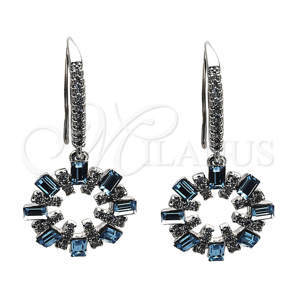 White Gold Filled Ring — Dangle Earring with Aquamarine Swarovski Crystals and White — main product view — SKU 116555 | Oro Laminado Blanco anillo — Dangle Earring with Aquamarine Swarovski Crystals and blanco — SKU 116555