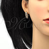 Oro Laminado Huggie Hoop, Gold Filled Style with Garnet and White Cubic Zirconia, Polished, Golden Finish, 02.267.0021.15