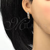 Oro Laminado Huggie Hoop, Gold Filled Style with Garnet and White Cubic Zirconia, Polished, Golden Finish, 02.267.0021.15