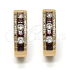 Oro Laminado Huggie Hoop, Gold Filled Style with Garnet and White Cubic Zirconia, Polished, Golden Finish, 02.267.0021.15