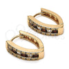 Oro Laminado Huggie Hoop, Gold Filled Style with Garnet and White Cubic Zirconia, Polished, Golden Finish, 02.267.0021.15