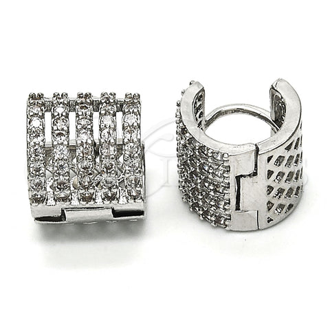 Rhodium Gold Filled Huggie Hoop, with White Cubic Zirconia, Polished, Rhodium Finish, 02.267.0034.15