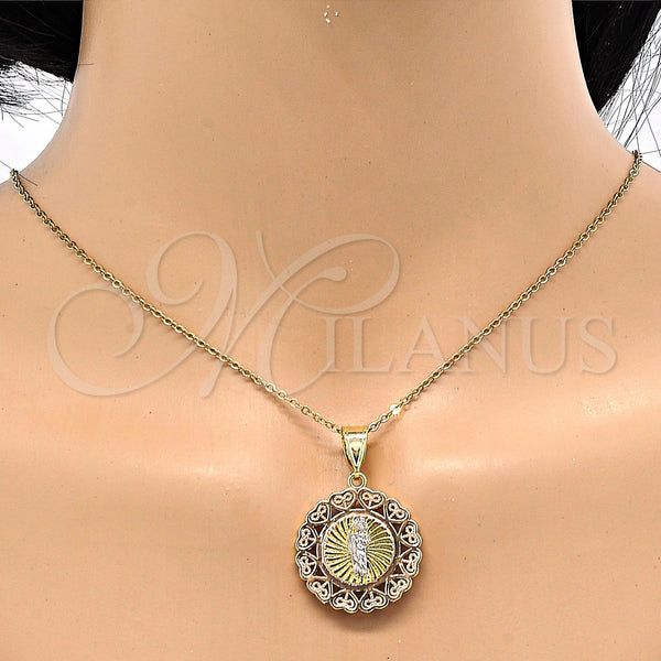Gold Filled Pendant — Religious Pendant San Judas and Heart Design Polished — alternate product view — SKU 116651 | Oro Laminado dije — Religious Pendant San Judas and corazón diseño pulido — SKU 116651