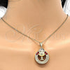 Oro Laminado Religious Pendant, Gold Filled Style Cross Design, with Garnet Crystal, Polished, Golden Finish, 05.253.0022