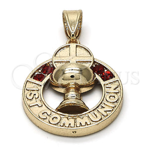 Gold Filled Pendant — Religious Pendant Cross Design with Garnet Crystal Polished — main product view — SKU 116656 | Oro Laminado dije — Religious Pendant cruz diseño with Garnet cristal pulido — SKU 116656