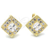 Oro Laminado Leverback Earring, Gold Filled Style with White Cubic Zirconia, Polished, Golden Finish, 02.168.0050